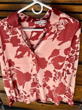 Maison d'Amélie Pink & Rust Floral Button-Front Blouse